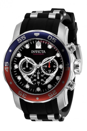 Invicta, Иноксов кварцов часовник със силиконова каишка, Сребрист, Черен