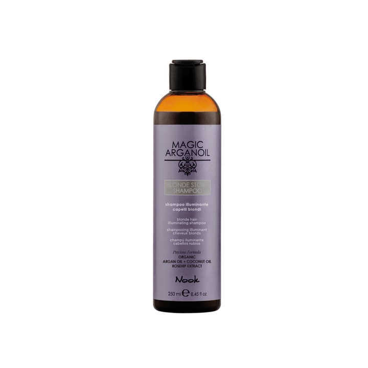 Sampon Iluminator pentru par blond, Nook Magic Story Argan Oil Ritual Blonde 250ml