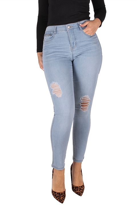 Дънки на дупки, Еластични, Светлосин