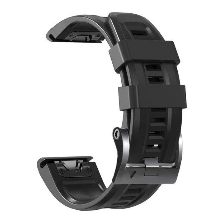Силиконова каишка Smart Pulse за Garmin Fenix 7 X / 6Х/ 6Х Sapphire/6X Pro Solar GPS Watch 2 6mm QuickFit, Черна