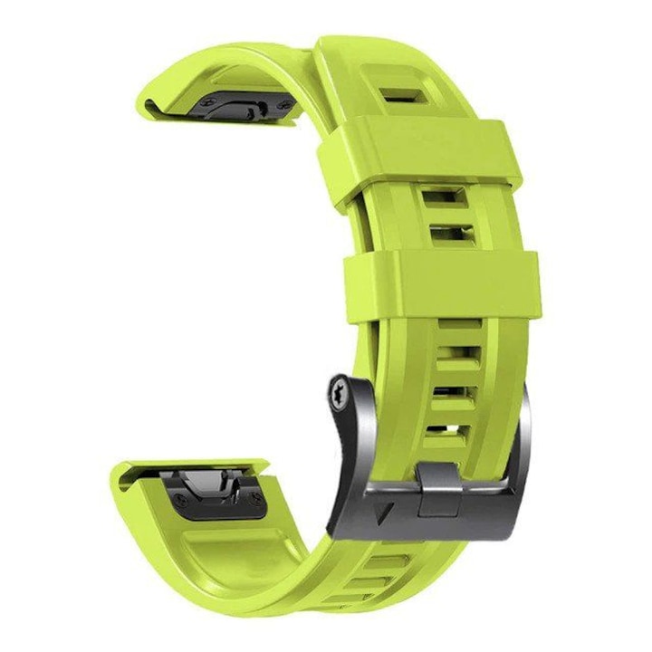 Силиконова каишка Smart Pulse за Garmin Fenix 7 X / 6Х/ 6Х Sapphire/6X Pro Solar GPS Watch 2 6mm QuickFit, Електриково зелена