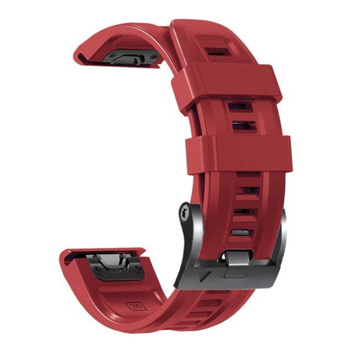 Силиконова каишка Smart Pulse за Garmin Fenix 7 X / 6Х/ 6Х Sapphire/6X Pro Solar GPS Watch 26mm QuickFit, Червена