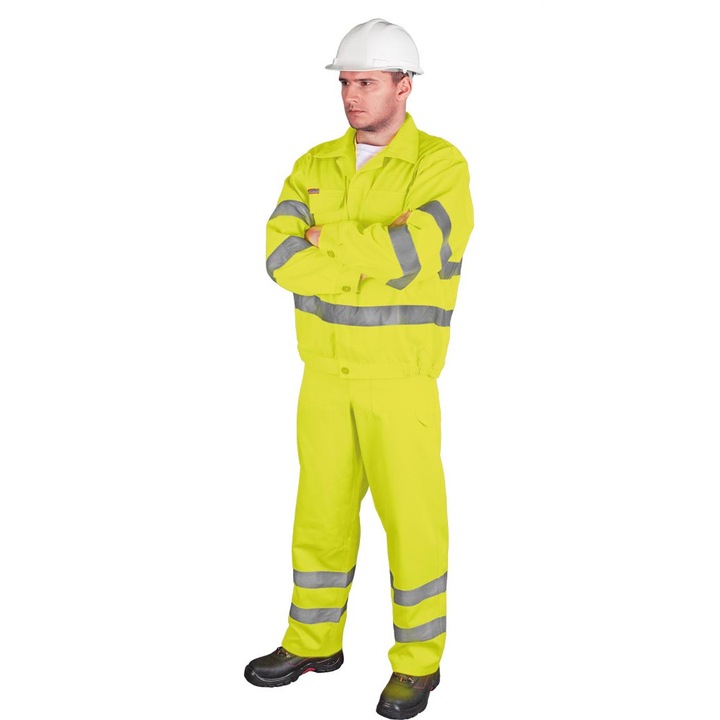 Set salopeta / jacheta de protectie, Dungi reflectorizante, 52, Galben