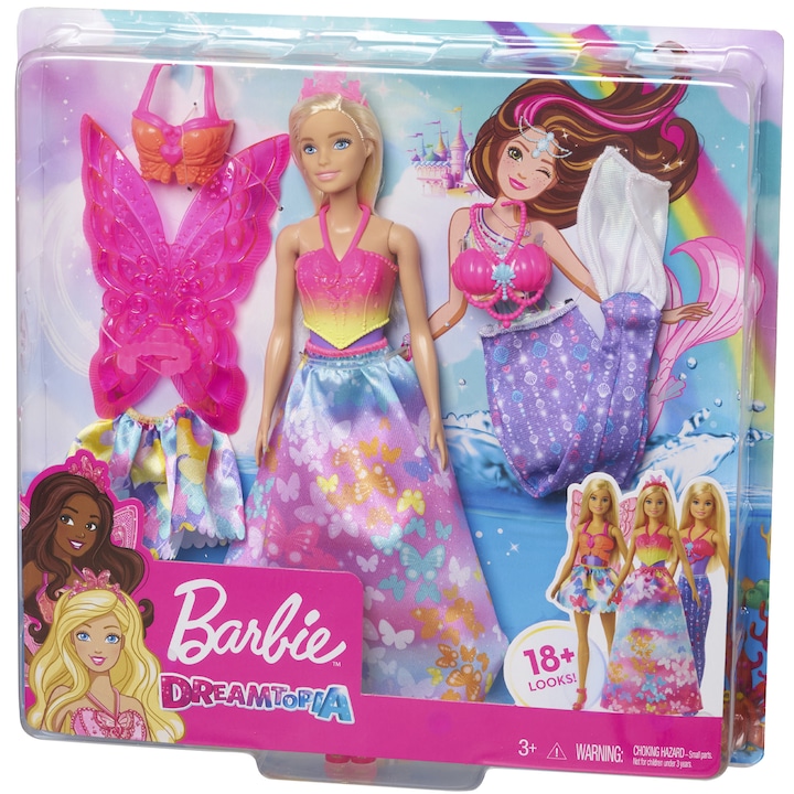 Barbie Dreamtopia 3 az 1-ben játékkészlet - Hercegnő, tündér, sellő