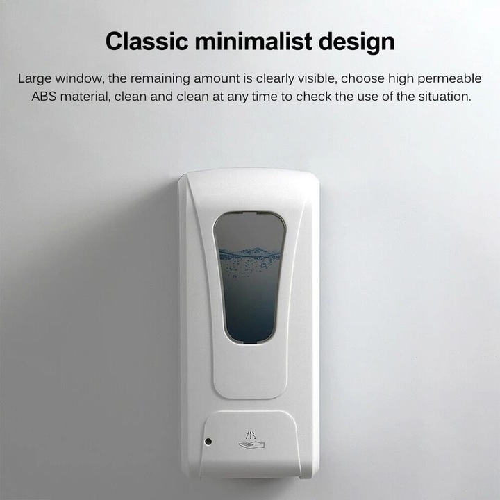 Dispenser dezinfectant, 1000 ml cu senzor alb mat