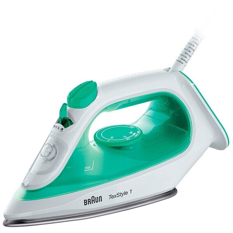 Fier de calcat cu aburi Braun TexStyle 1, 2000W, talpa SuperCeramic, Alb/Verde