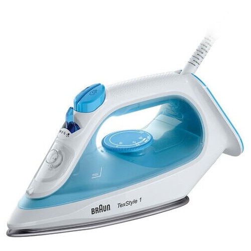 Fier de calcat cu aburi Braun TexStyle 1, 2000W, talpa SuperCeramic, Alb/Albastru