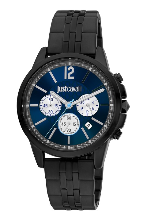 JUST CAVALLI, Часовник с иноксова верижка, Черен
