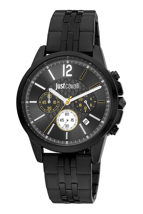 JUST CAVALLI, Часовник с иноксова верижка, Черен