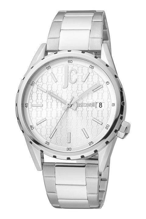 JUST CAVALLI, Часовник с десениран циферблат, Сребрист