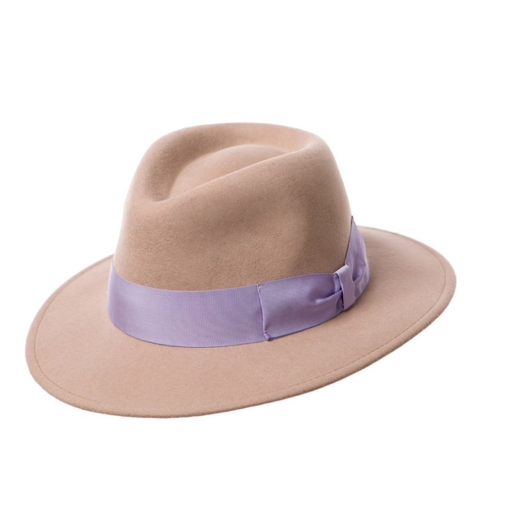 Palarie dama Merlin tortora/l, bej, bor mediu, fetru de lana