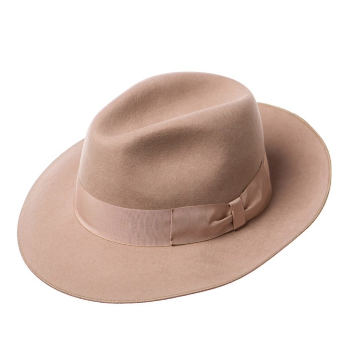 Palarie barbati King tortora, bej, bor mediu, fetru de lana - 61 cm