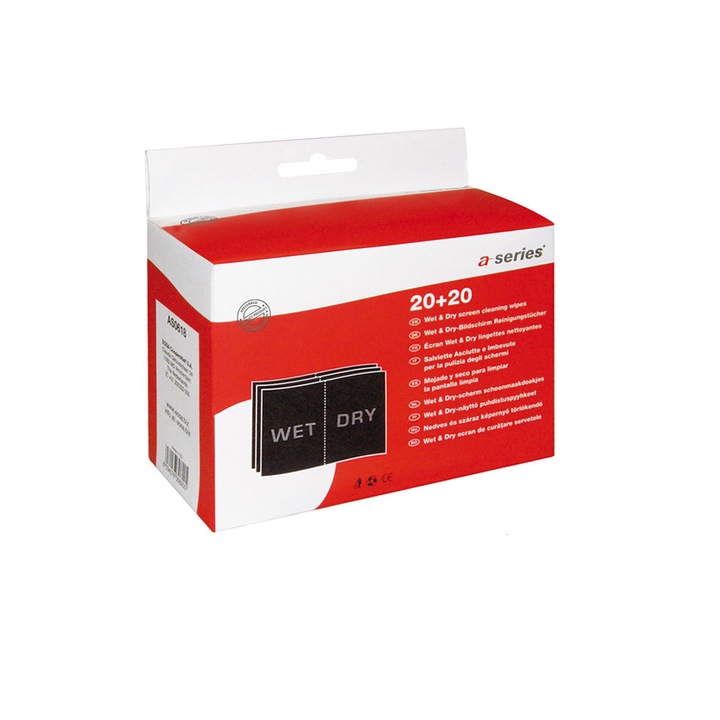 A-sorozatú törlőkendő szett képernyő tisztításához, 20 db, fehér