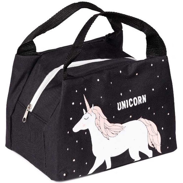 Термоизолационна чанта 21,5 см x 14,5 см x 15,5 см, Ikonka, Черен/Бял