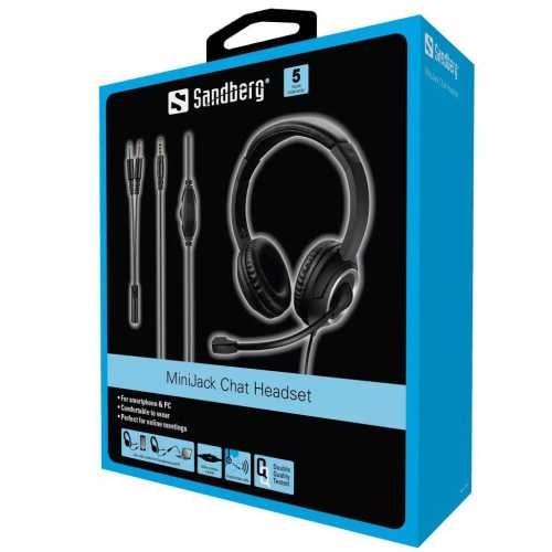Casti Audio Sandberg 126-15 Chat, Microfon, 3.5mm, Negru