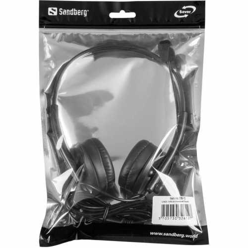 Casti Audio Sandberg 326-12 Office Saver, Usb, Microfon, Negru