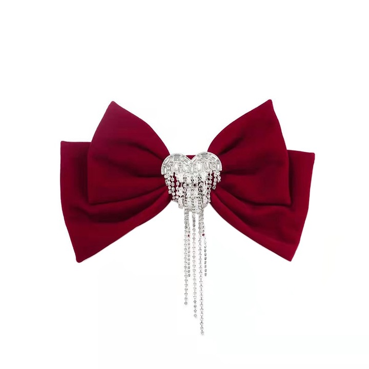 Hajcsat, Textil, Masni típusú, 17x16 cm, Piros