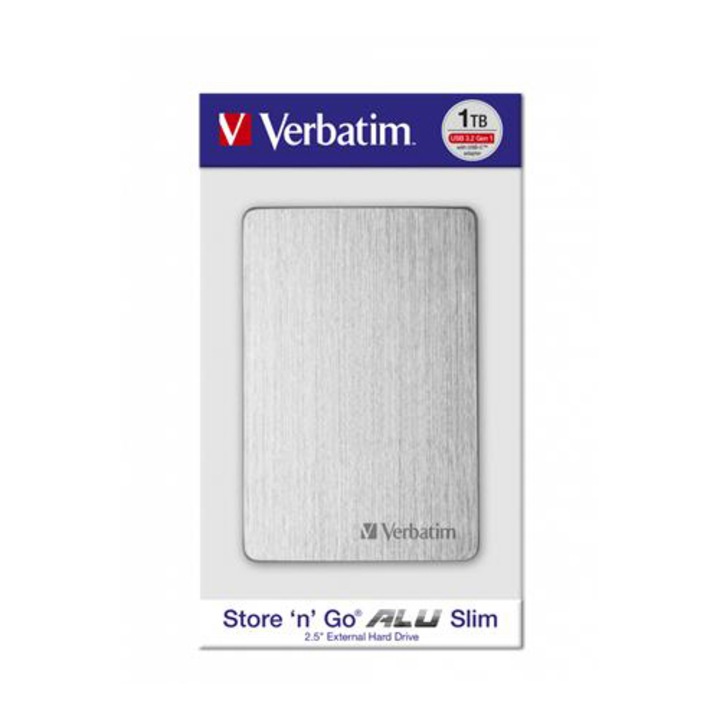 Hard disk, VERBATIM, 2.5", HDD, 1TB, USB 3.2, Argintiu
