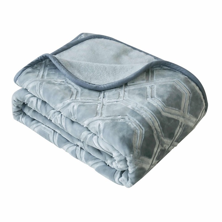 Vito Akril takaró 160x200 szürke geometrikus dombornyomott mintás, dekoratív ágytakaró