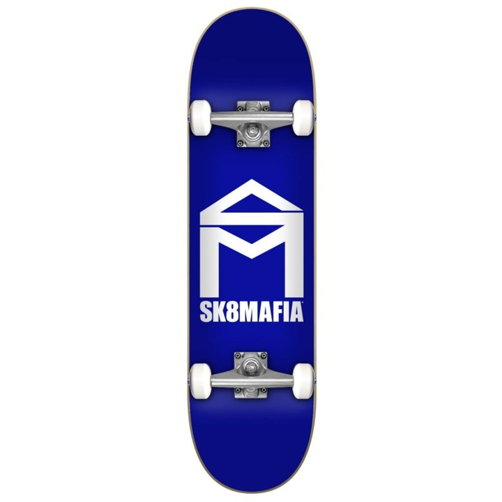 Skateboard, SK8MAFIA, Artar/Aluminiu, 80.3x20 cm, Albastru/Alb