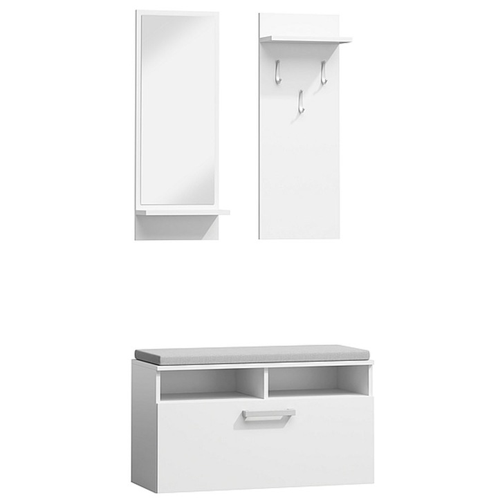 Set mobilier hol cu oglinda AX Z003 alb, 89x40x180 cm