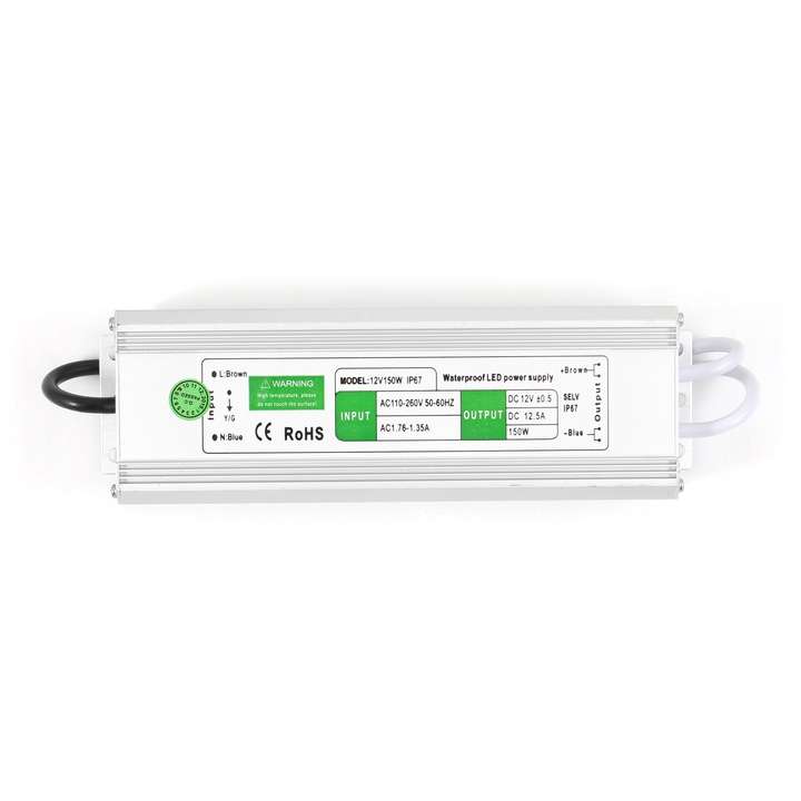 Модулно захранване Koloreno, 150W, 12V, 12.5A, IP67, Многоцветно