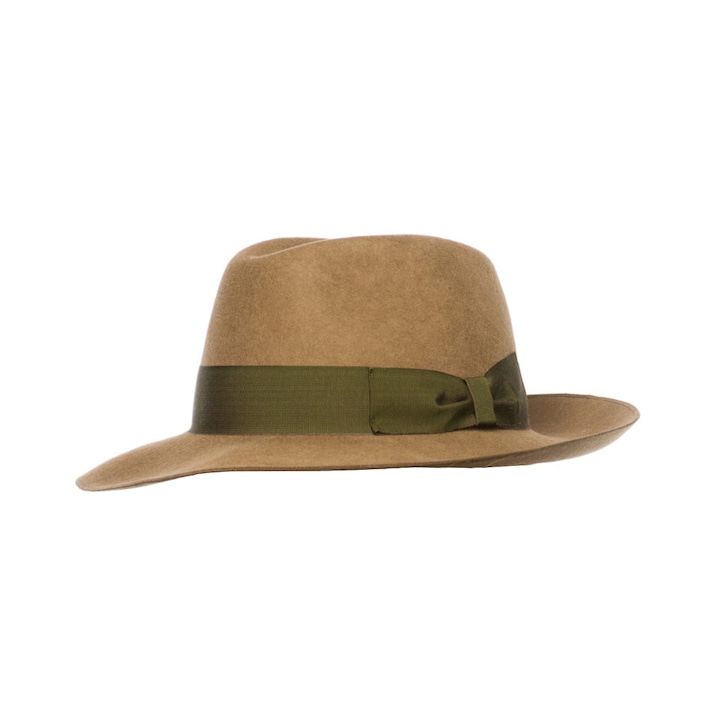 Palarie barbati King maro/verde, bor mediu, fetru de lana