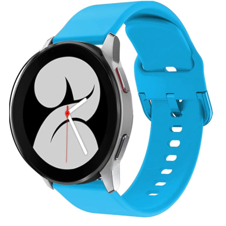 Szilikon szíj Premium MTP kék 20mm gyorskioldó, csíkok nélkül, Samsung Watch 4 40/44mm és Watch 4 Classic 42/46mm