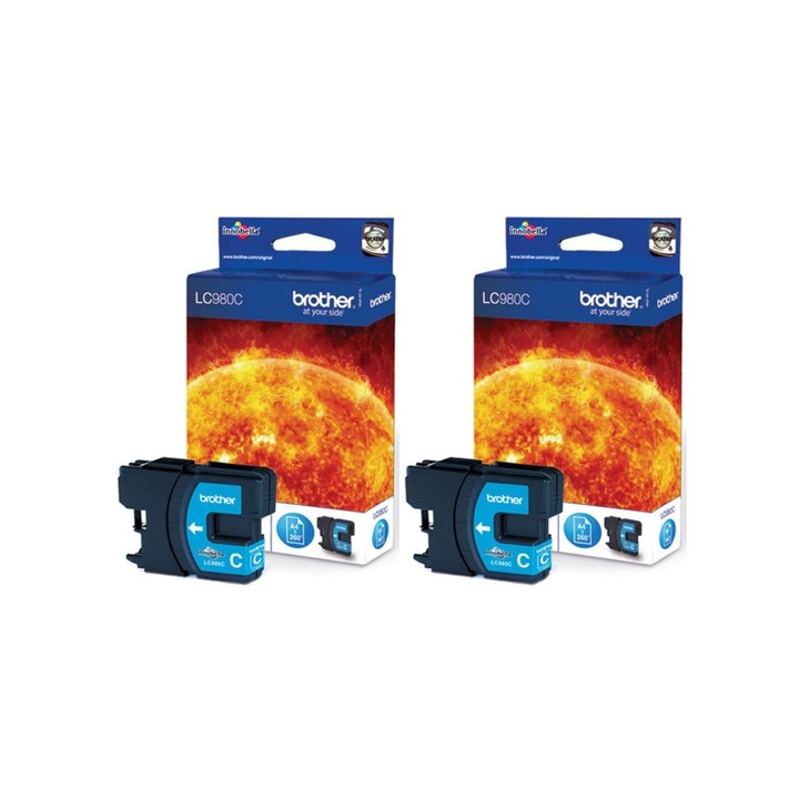 Brother tintapatronkészlet 2x LC980C ciánkék, 520 oldal