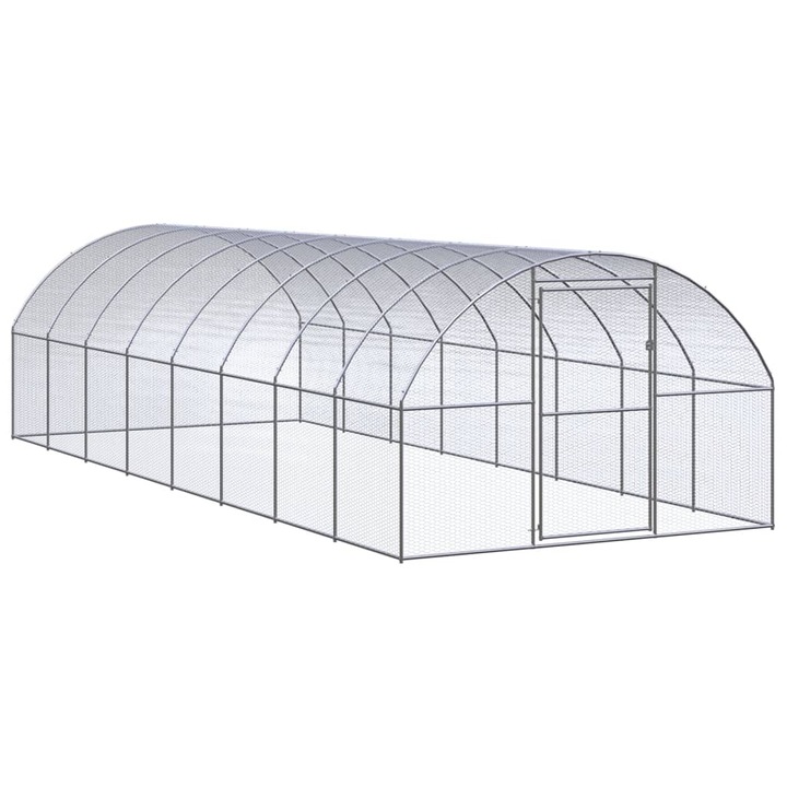 Cotet de gaini pentru exterior vidaXL, 3x8x2 m, otel zincat, 35.75 kg
