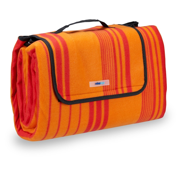 Раирано одеяло за къмпинг/пикник, оранжево, 200x200см, Relaxdays