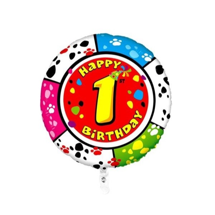 Balon folie rotund imprimat 1 an animalute 53 cm