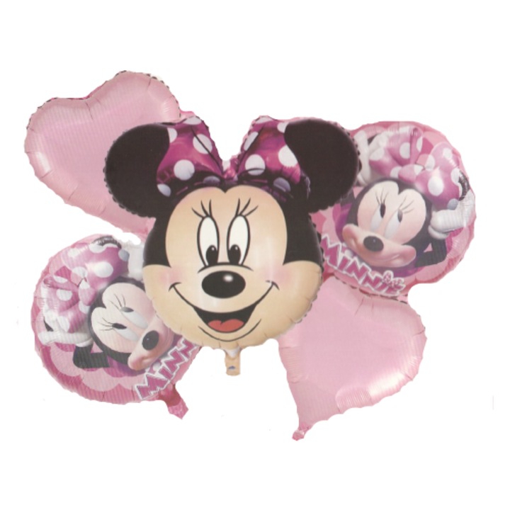 Buchet 5 baloane folie Minnie Mouse Happy Party, 65 x 50 cm
