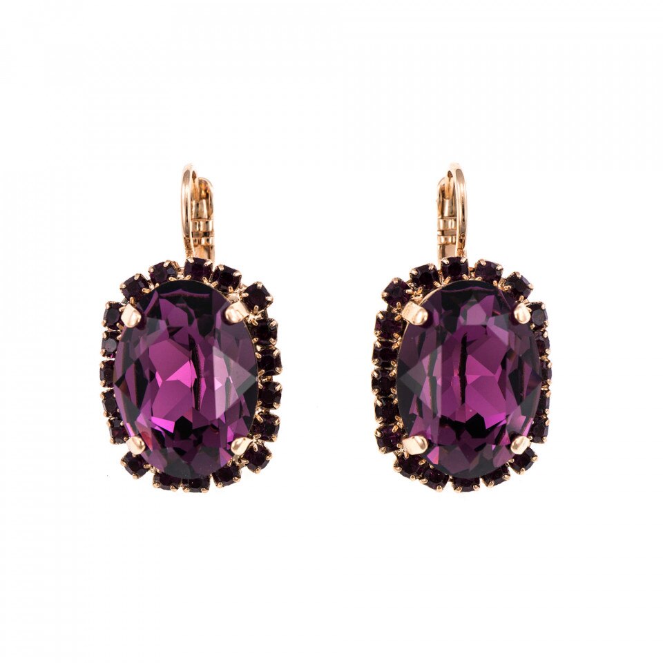 Cercei placati cu Aur roz de 24K, Cristale Swarovski, Bohemian Rhapsody by Roxannes - Mariana Jewellery, Mov 1090/1-1072RG6