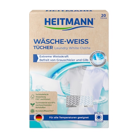 Inalbitor servetele pentru rufe albe Heitmann Super Alb, 20 buc