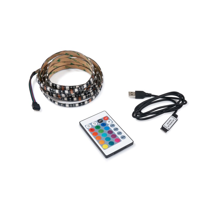 LED лента с гъвкаво IR дистанционно управление, USB, 5V, 3m, Multicolor