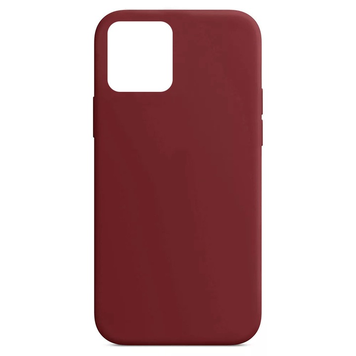 Луксозен силиконов предпазен калъф за Apple iPhone 13 Pro Max, отвътре кадифе, бордо червен