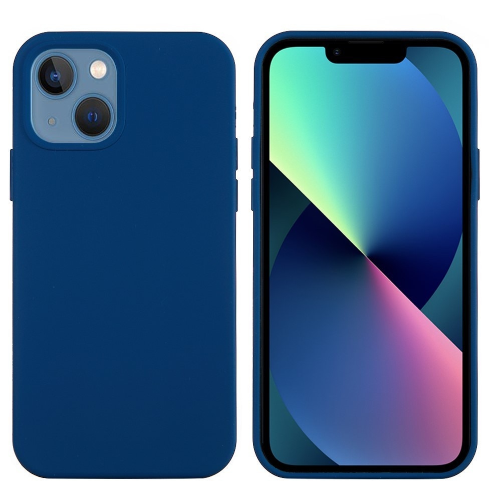 Husa protectie Flippy compatibila cu Apple iPhone 13 Liquid Silicone Albastru Inchis