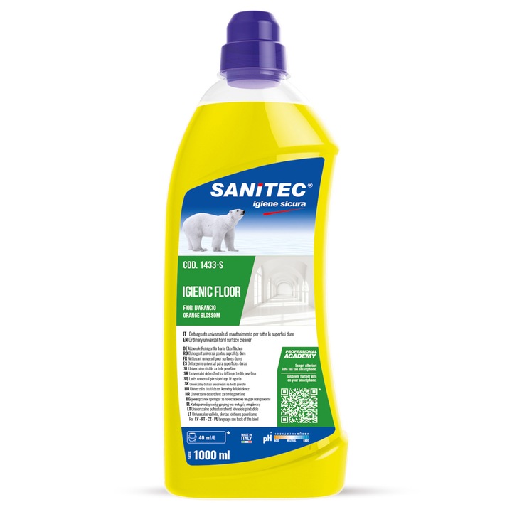 Detergent pardoseli cu flori de portocal, Igienic floor Sanitec, 1 L