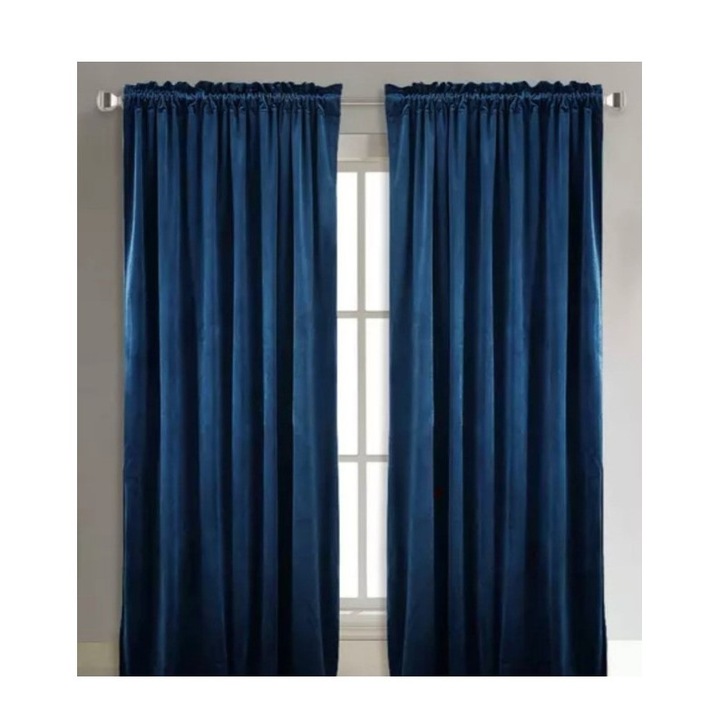 Set 2 draperii Velvet 374013/19 cu rejansa galerie, catifea, albastru regal, latime 3 m, inaltime 2.50 m