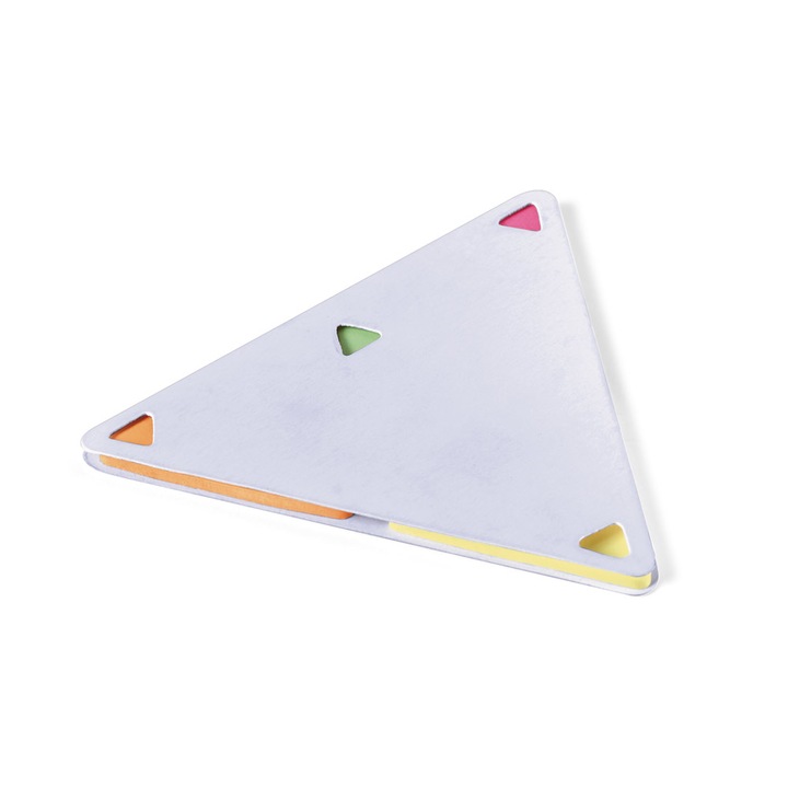 Set notite adezive, model simplu, forma triunghi, 4 culori, alb, 91 x 87 mm, Dalimag