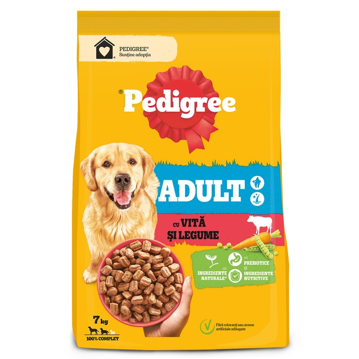 Суха храна за кучета Pedigree Adult, Говеждо и птиче, 7 кг