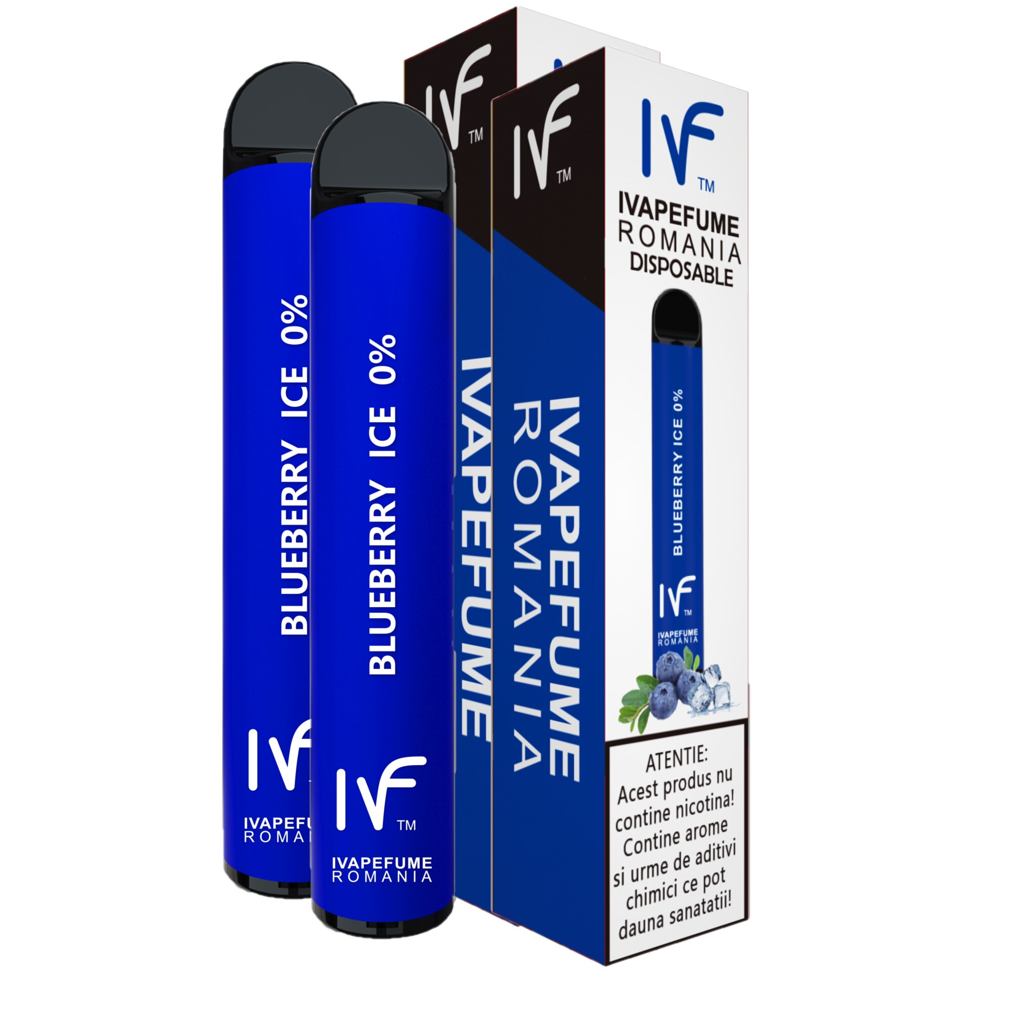 Комплект от 2 електронни цигари IVapeFume Blueberry Ice, 0% никотин ...