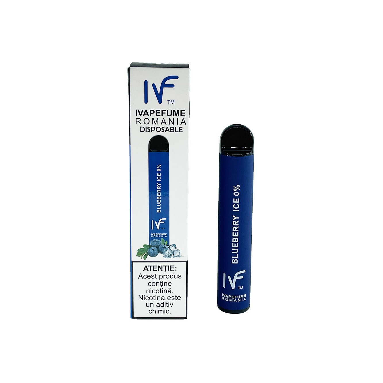 Комплект от 10 електронни цигари IVapeFume Blueberry Ice, 0% никотин ...
