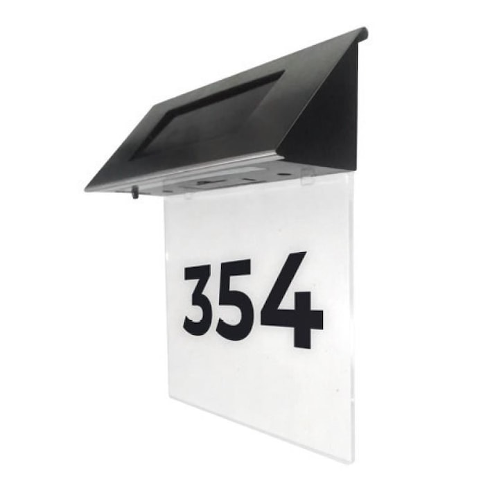 Napelemes házszám lámpa, MagicHome, 3 x szám 0-9, 1 x kis betűk ah, 18,5x5x19 cm