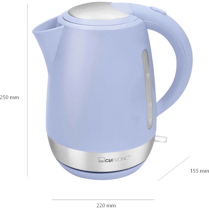 Fierbator Clatronic WK 3691, 2200 wati, 1,7 L, albastru