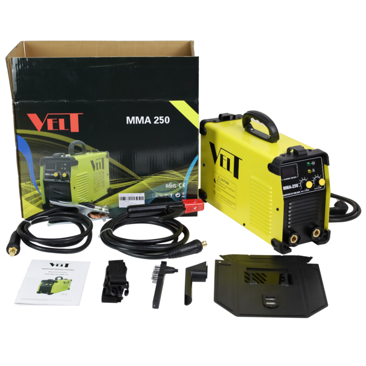 Invertor de sudura industrial Velt MMA 250, 250 A, 230 V, electrod 5 mm + accesorii