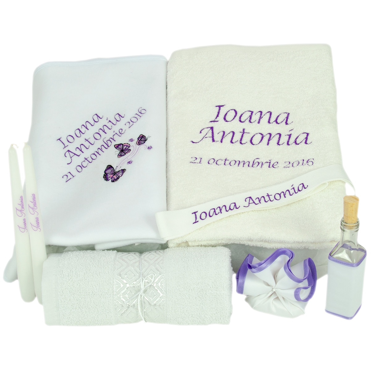 Trusou botez complet Fluturasi, personalizarea inclusa, Couture Bebe