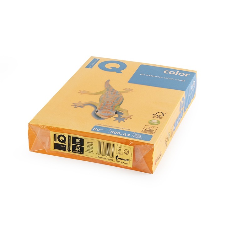 Hartie de copiere, IQ, A4, 80g, Portocaliu