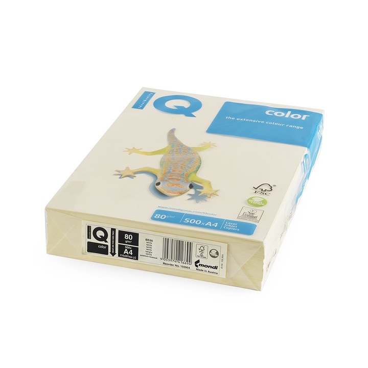 Hartie de copiere, colorata, A4, 80g. IQ BE66 500 foi/pachet, pastel vanilie